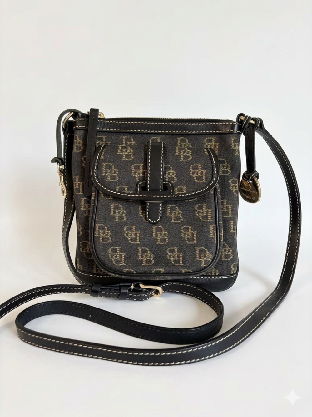 Dooney & Bourke Vintage Y2K Monogram Canvas Letter Carrier Crossbody Bag